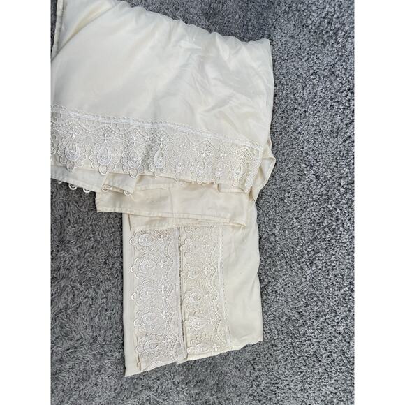 King Size Cotton Set Flat Sheet and 2 Pillow Cases With Delicate Lace Home Room - Picture 8 of 8